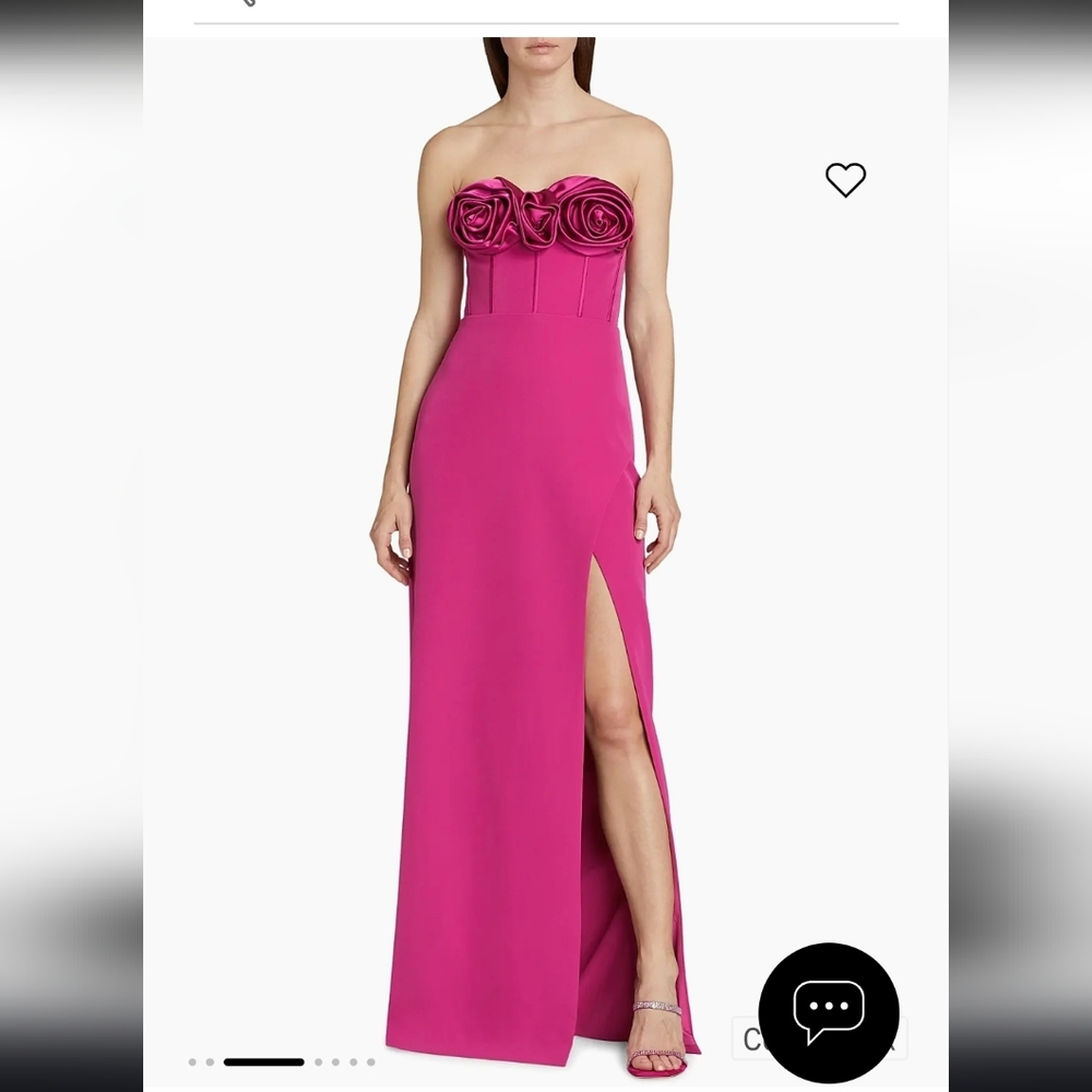 Monique Lhuillier Stella Rosette Corset  Fuchsia Strapless Gown - Picture 3 of 14